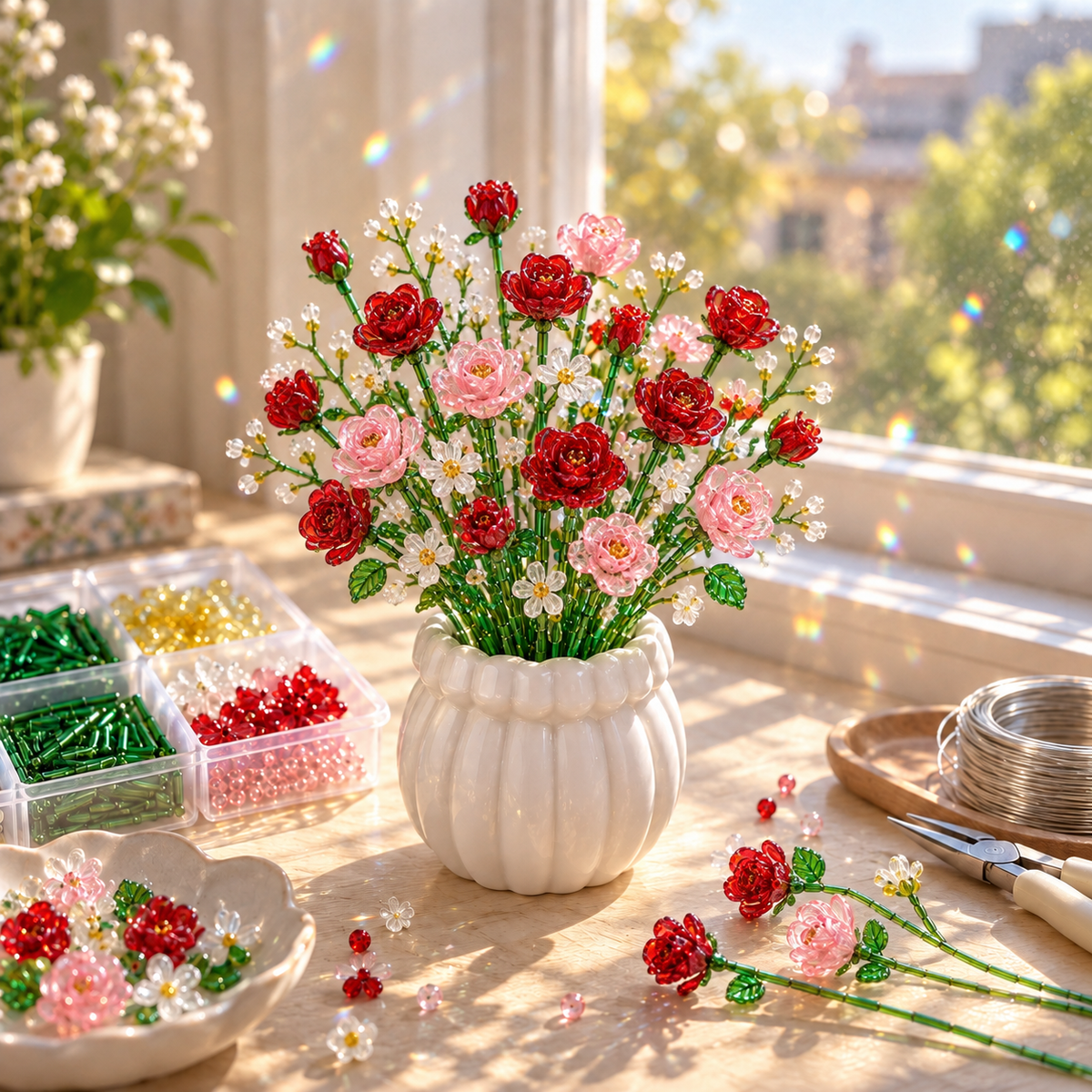 🌸 DIY Beaded Flower Bouquet Kit | Create Your Own Forever Blooming Crystal Flowers