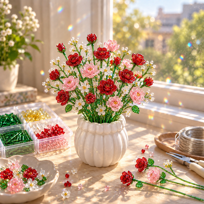 🌸 DIY Beaded Flower Bouquet Kit | Create Your Own Forever Blooming Crystal Flowers