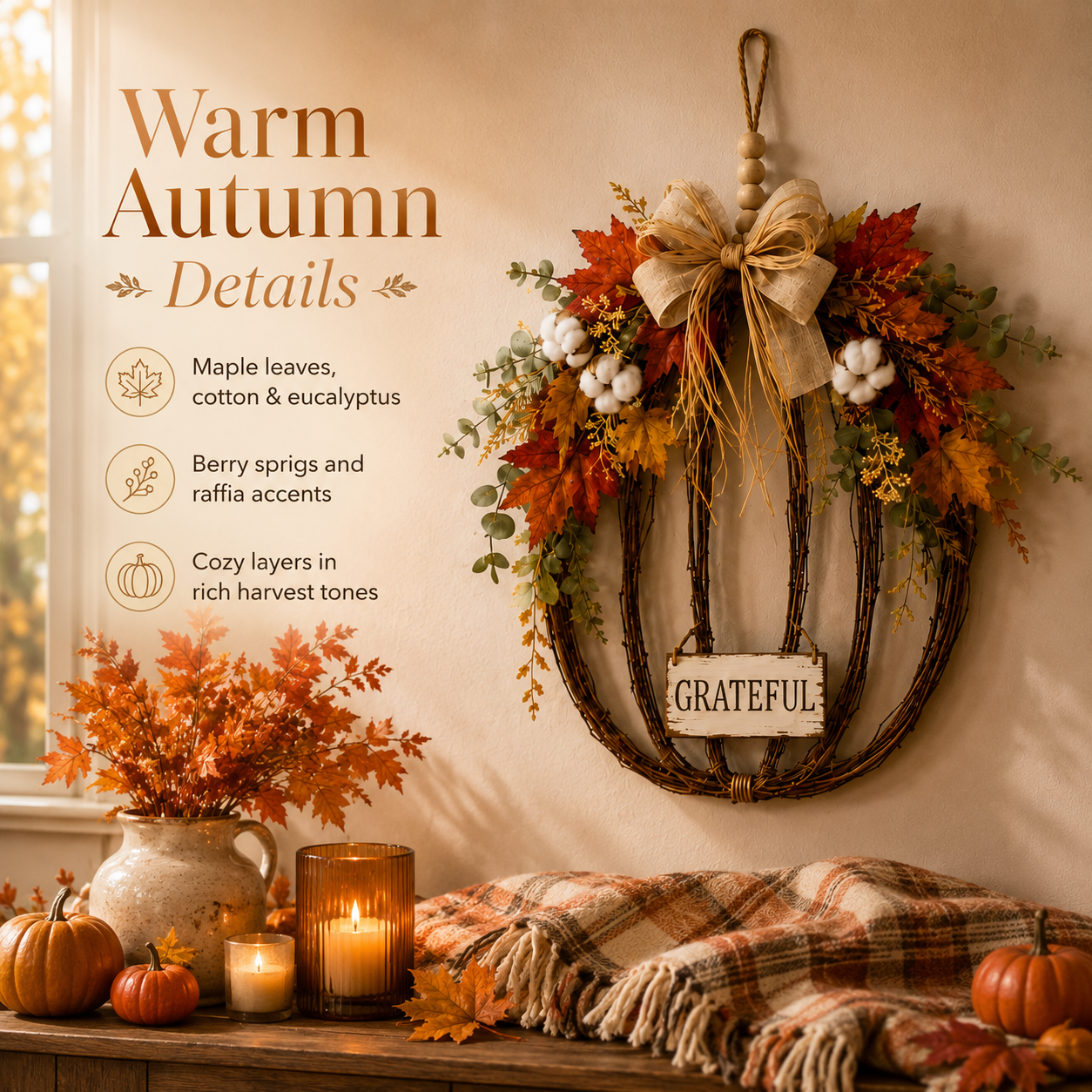 Fall Pumpkin Door Hanging Decor