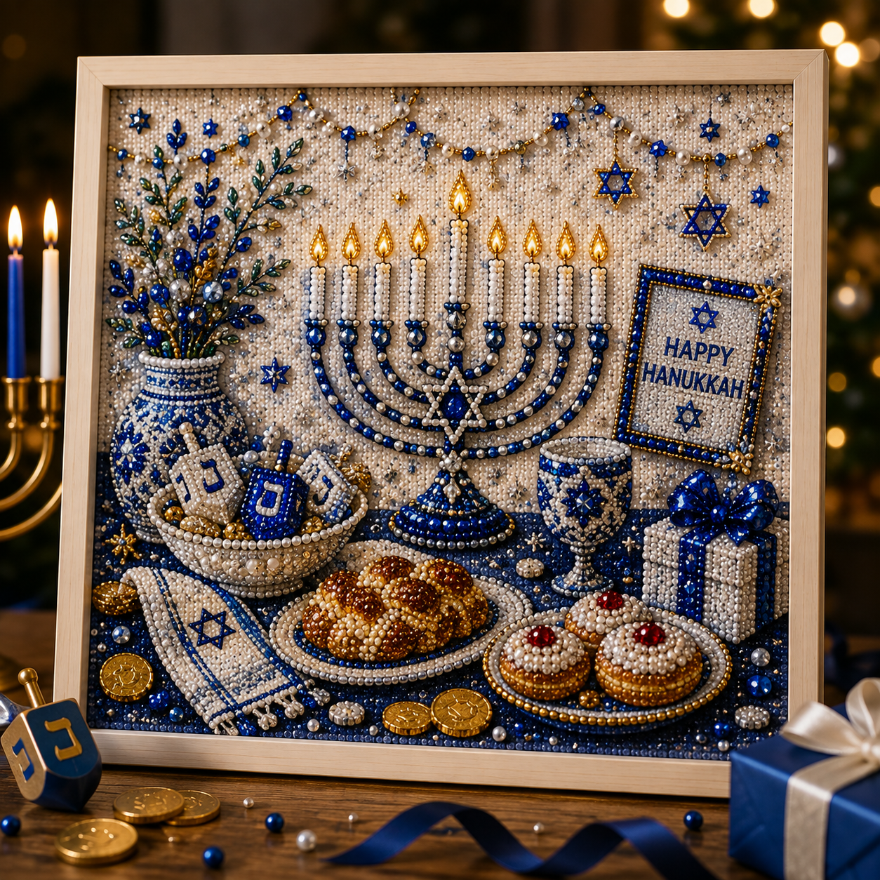 💙 DIY Hanukkah Pearl Art Kit | 8 Festive Designs🕎
