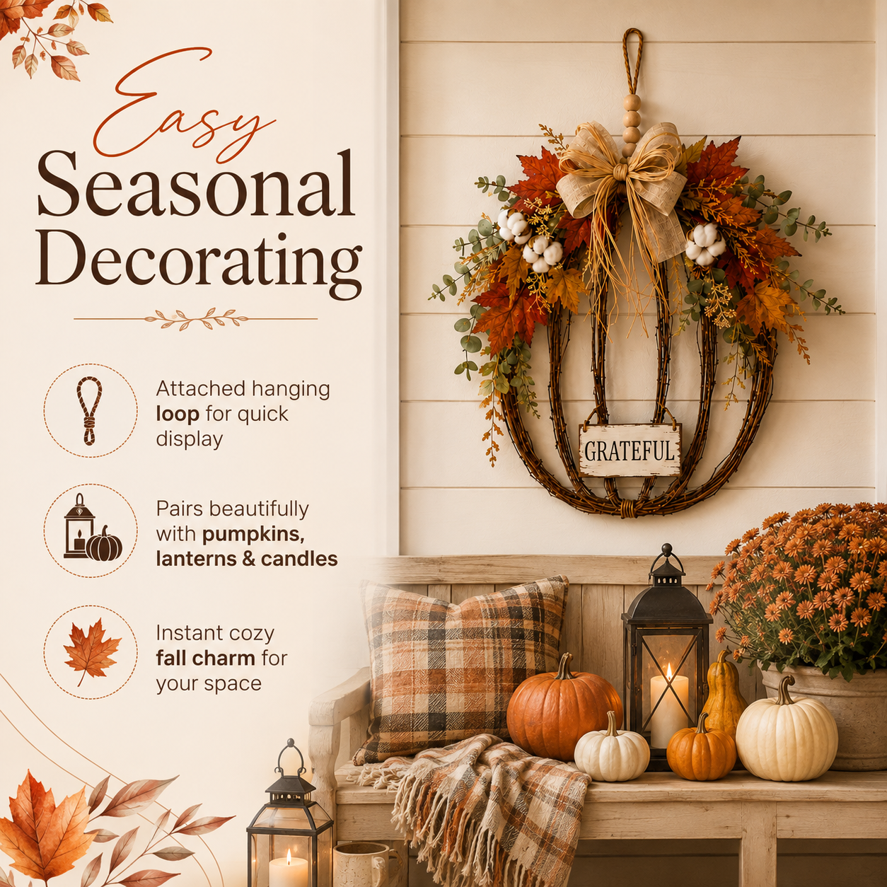 Fall Pumpkin Door Hanging Decor