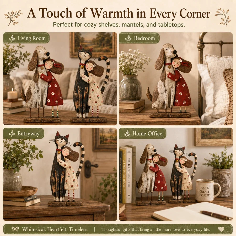 Folk art figurines displayed around the home