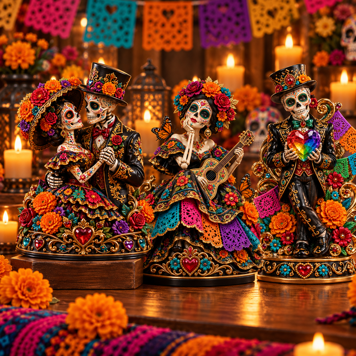 💞 Eternal Love Catrina Couple Figurine – Día de los Muertos Collectible Decor