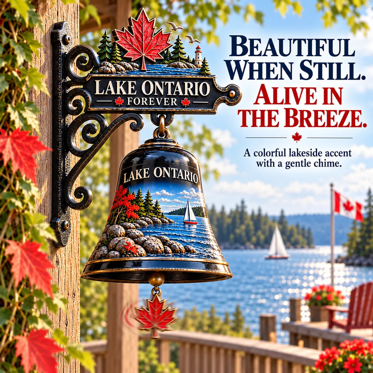🍁 Lake Ontario Heritage Bell™ – Vintage Lakeside Hanging Chime 🔔