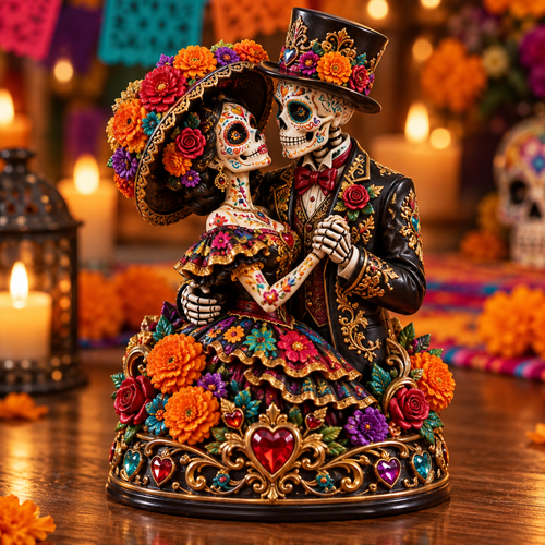 💞 Eternal Love Catrina Couple Figurine – Día de los Muertos Collectible Decor