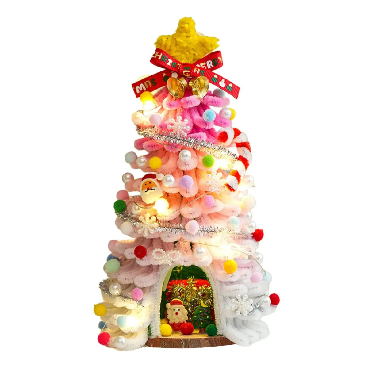 🎄✨DIY Pipe-Cleaner Christmas Tree House Kit with Lights