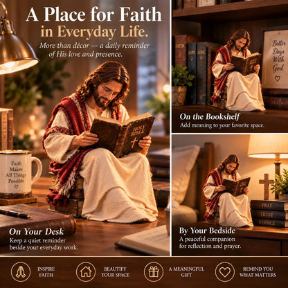 (🎁Last Day 49% OFF)✝️Keep Faith Close – Jesus Reading the Bible Figurine