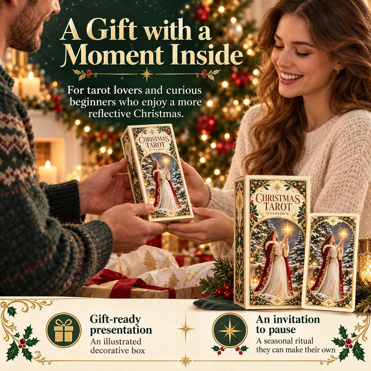 🔥Last Day 50% OFF -🎄 Christmas Magic Tarot Deck | 78 Festive Cards & 12-Day Holiday Ritual