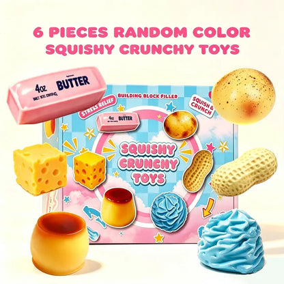 6-Piece Crunchy ASMR Food Squishy Set – Sensory Stress Relief Fidget Toys