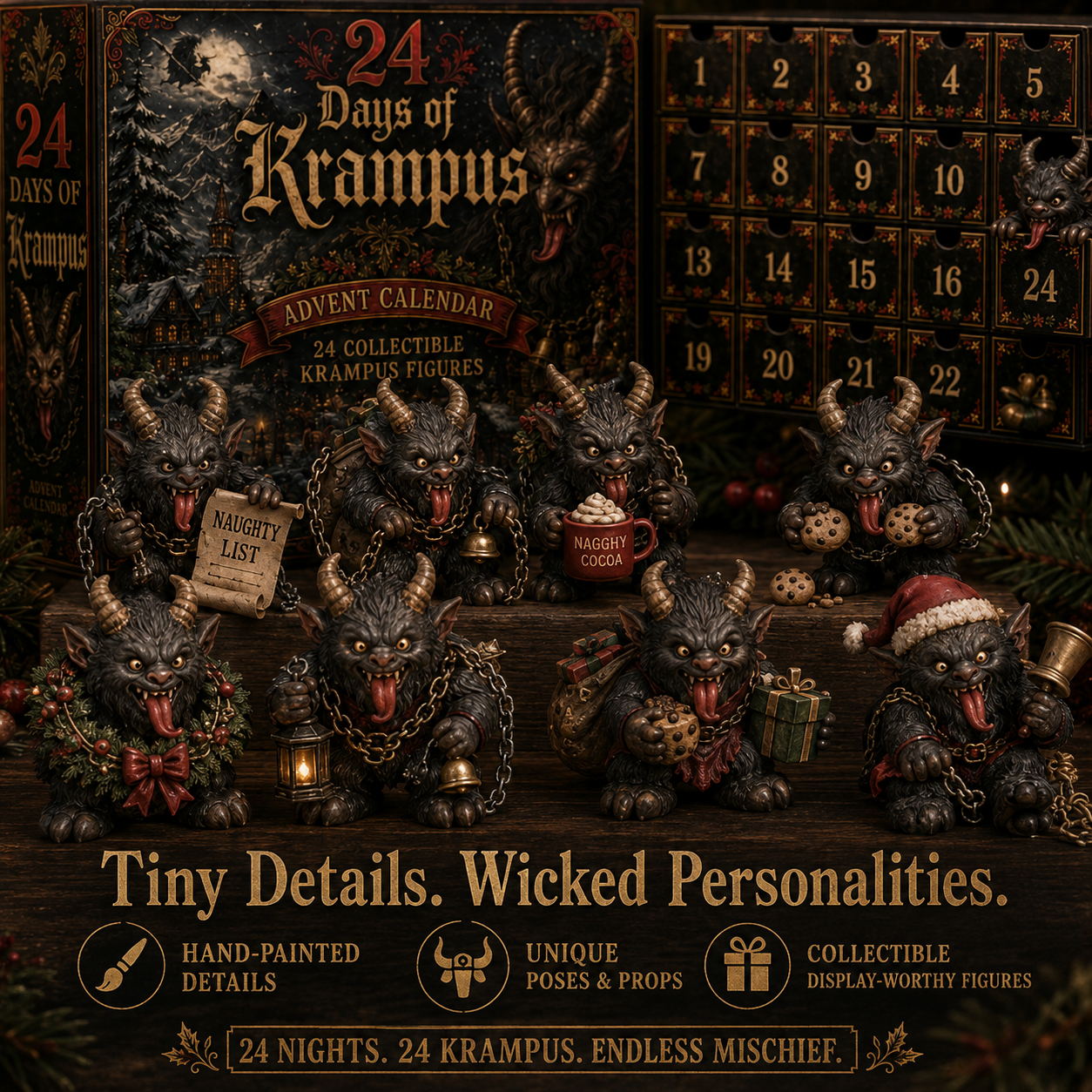 ⏰Limited Stock 50% OFF -😈🎄 2026 Krampus Advent Calendar – 24 Days of Wicked Christmas Mischief