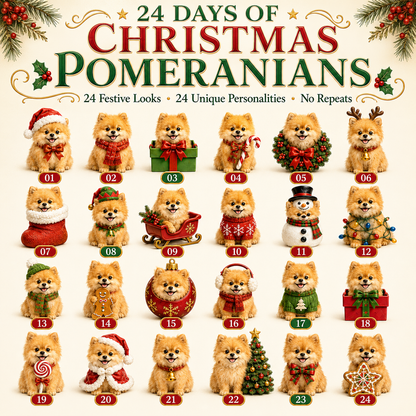 ⏰Limited Stock 50% OFF - 24 Days of Christmas Pomeranians Advent Calendar | 24 Unique Figures