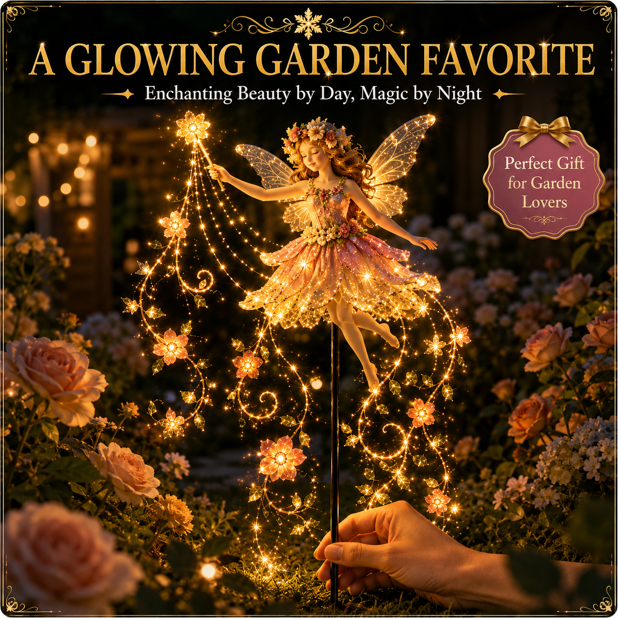 Solar Flower Fairy Garden Light setup