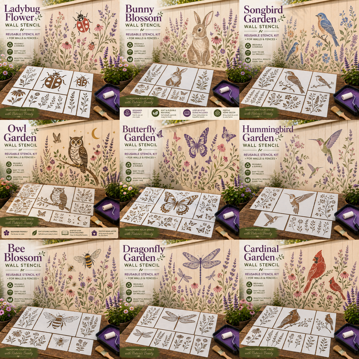 📦Limited Stock 49% OFF 🌿 Garden Wall Stencil™—Make your walls look lively and not monotonous🎁Give your child a vivid home🏠