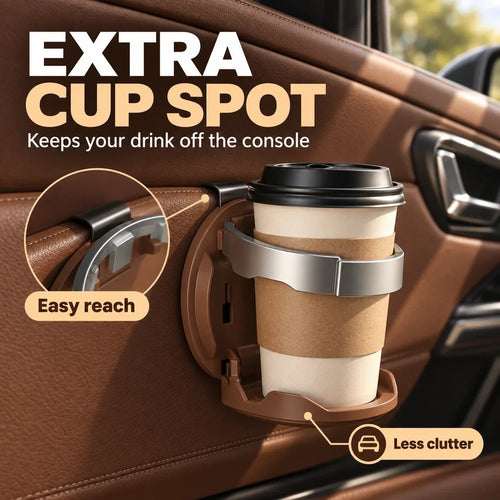 Foldable Car Door Cup Holder & Phone Stand | Hook-In Design
