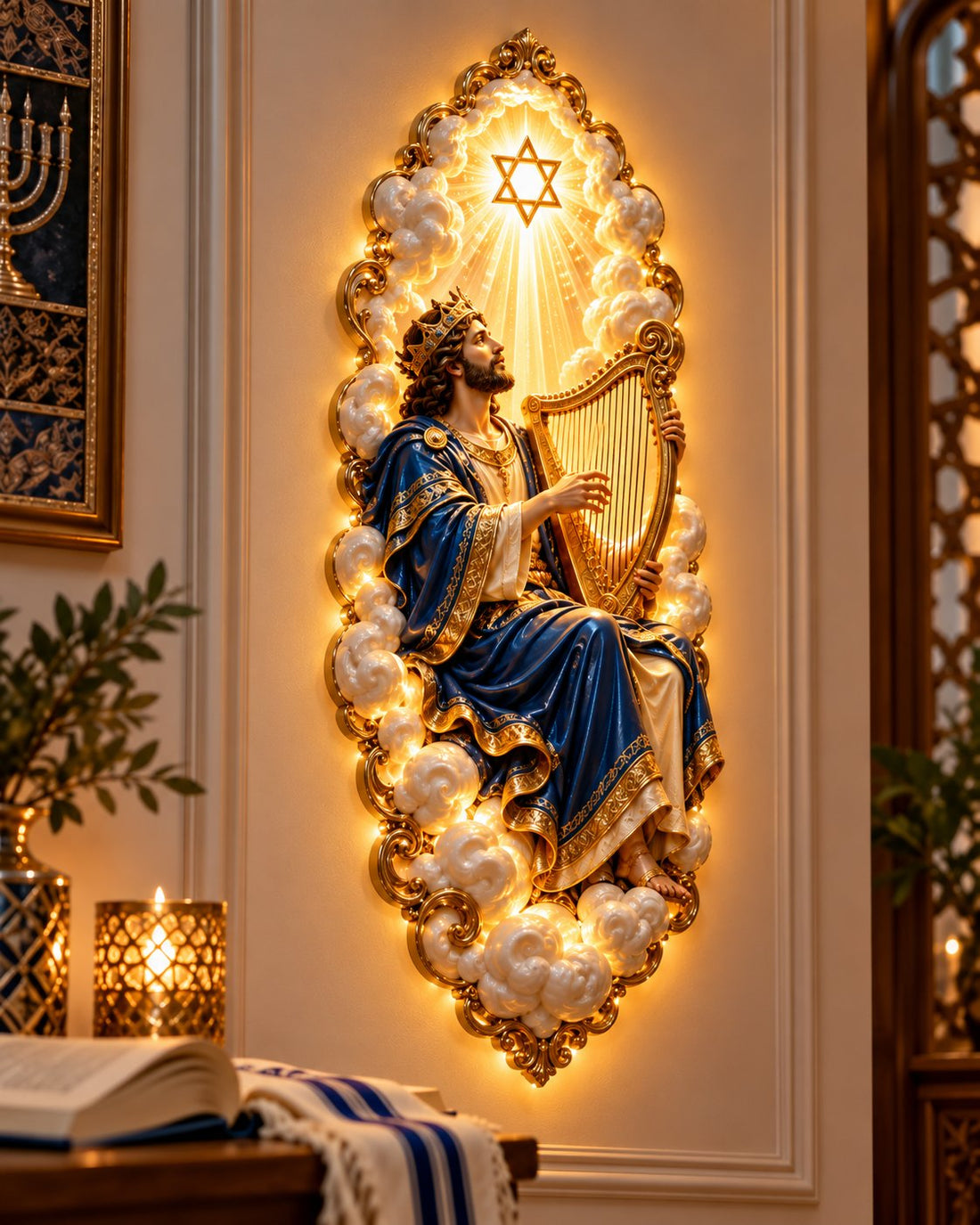 Jewish heritage illuminated wall art gift