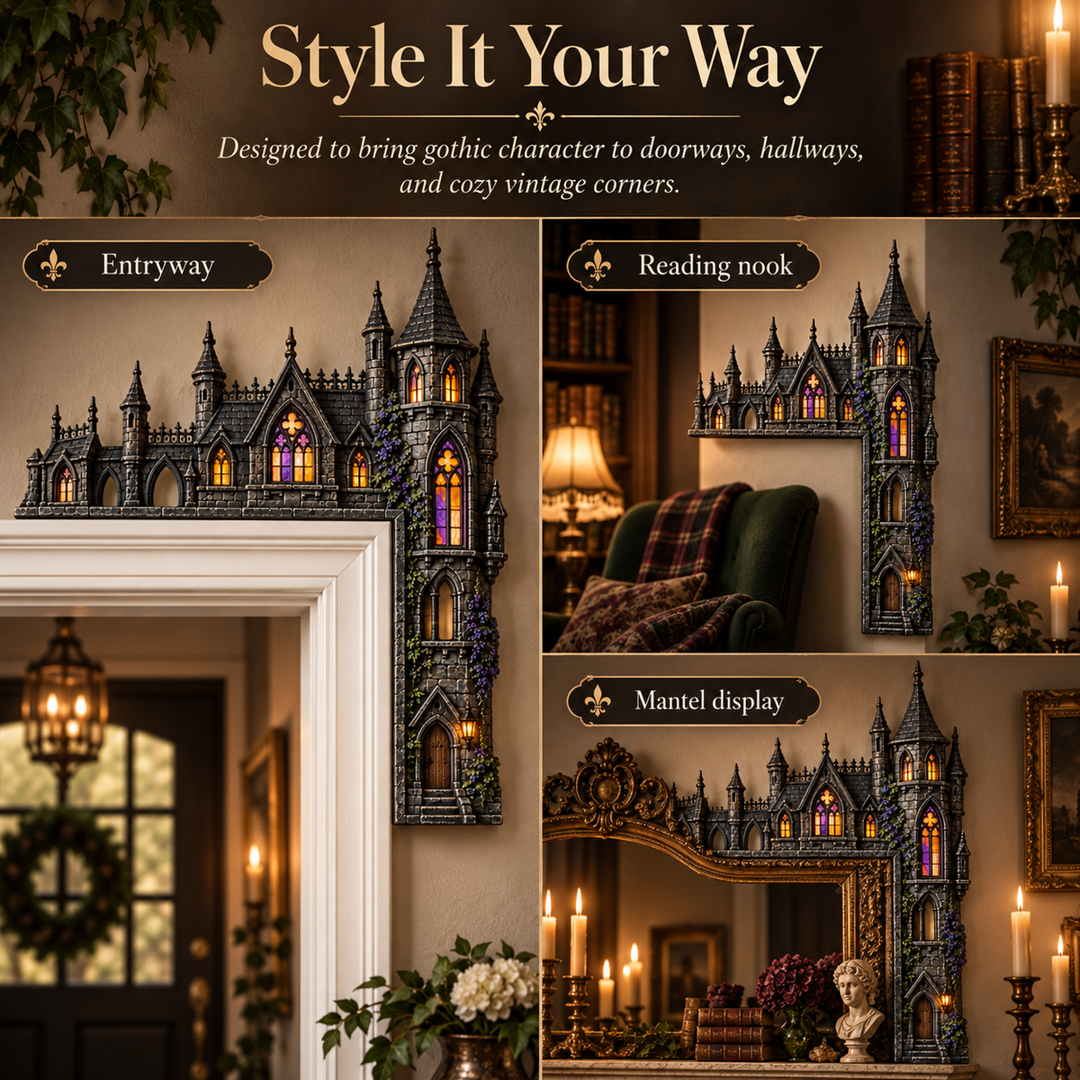 🏰Gothic Castle Door Topper