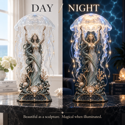 🌙 Moon Jelly Oracle — Luminous Ocean Priestess Lamp