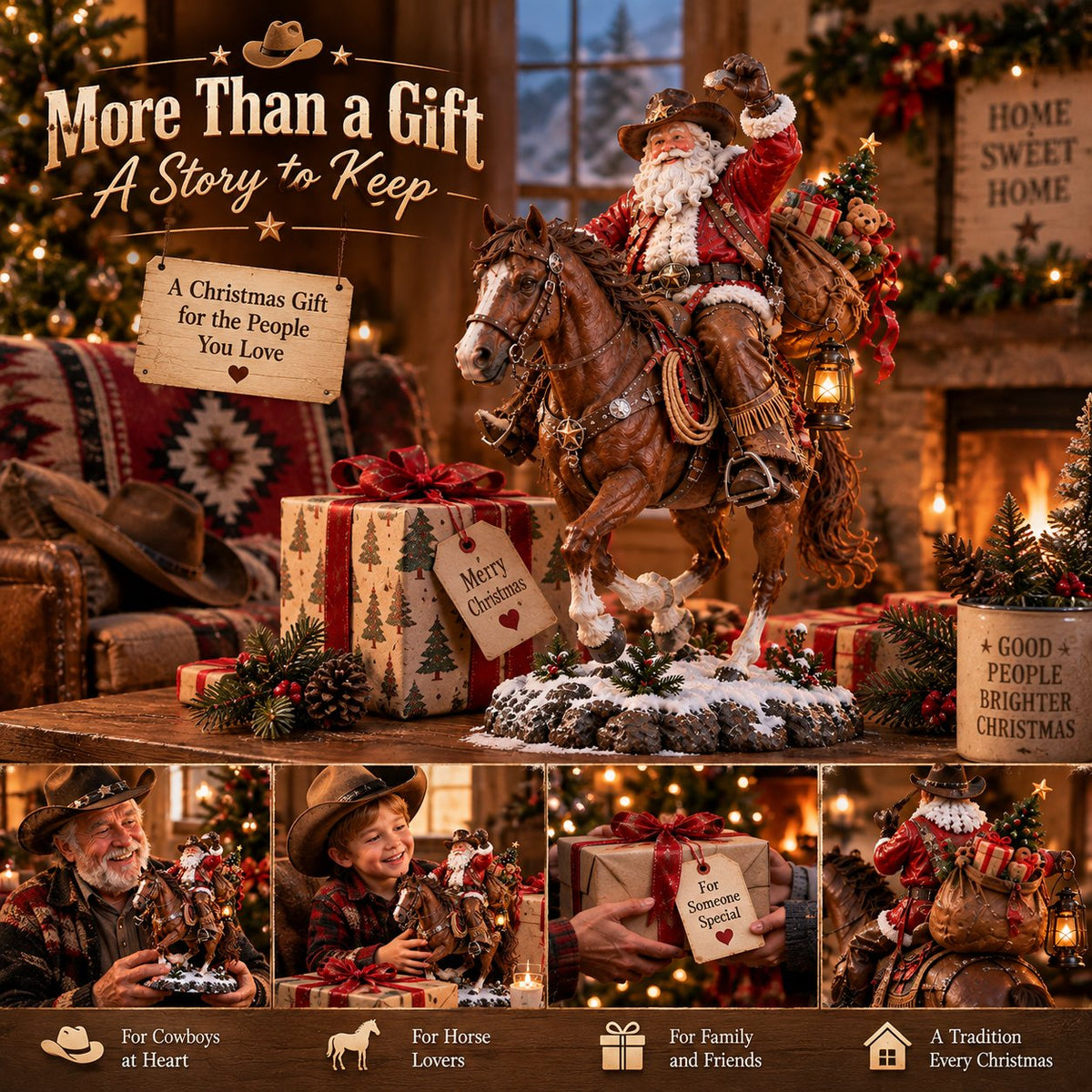 🤠🎄 Home for Christmas Cowboy Santa – Rustic Western Holiday Memory Keepsake