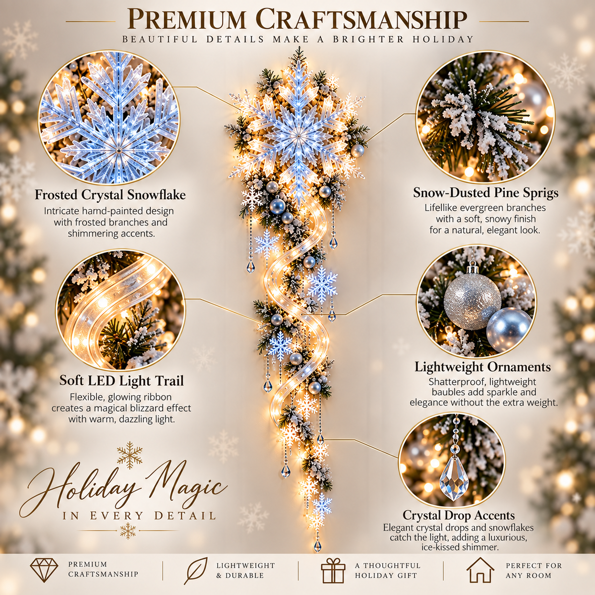 ❄️ Giant Snowflake Blizzard Trail™ Lighted Christmas Wall Decor