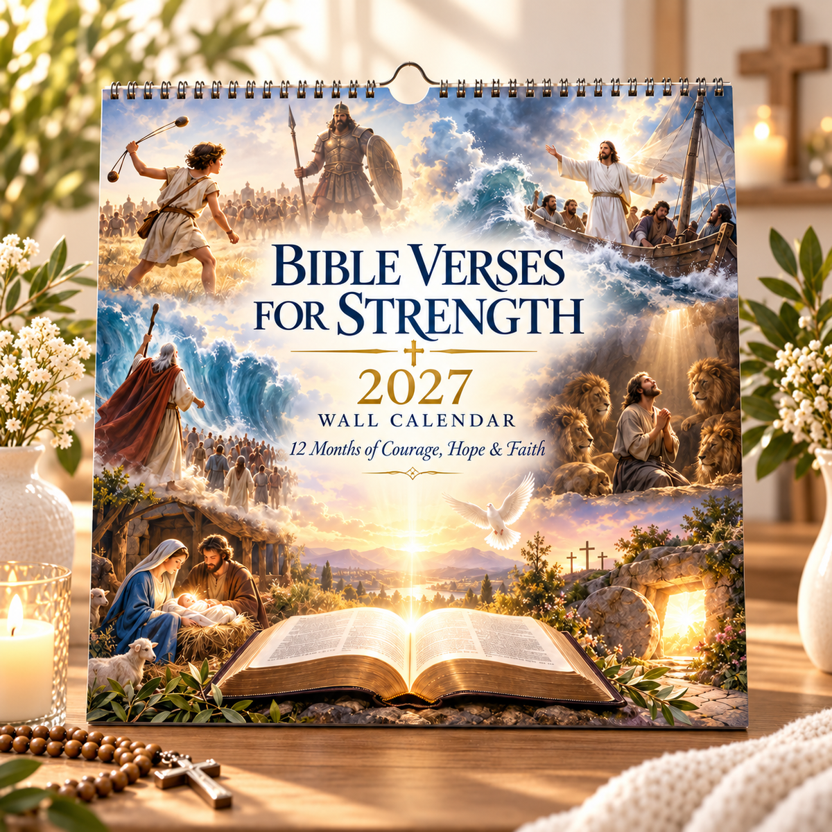 ⏰Limited Stock 50% OFF - 📖✨2027 Bible Verses for Strength Wall Calendar