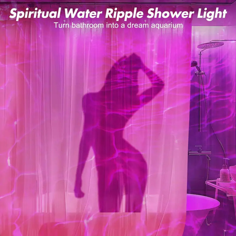 OceanGlow™ Rechargeable Shower Light – 16-Color Water Ripple Projector