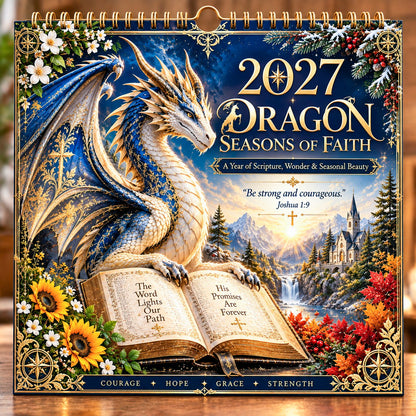 🔥LAST DAY 49% OFF - 🐉📖2027 Dragon Seasons of Faith Calendar – 12 Fantasy Dragons, Scripture & Seasonal Christian Art