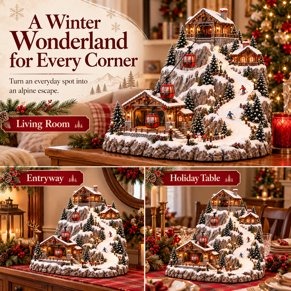 Alpine Christmas Ski Village holiday display ideas