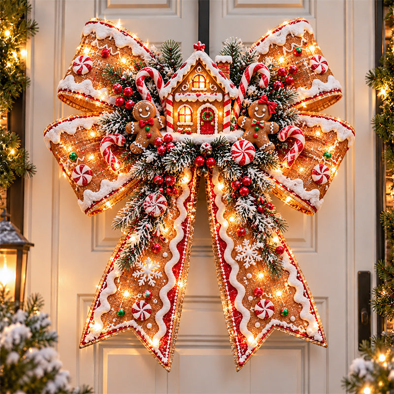 🎄 Christmas Sale 50% OFF! 🎀 Magic Bow Door Hangers – Oversized Light-Up Holiday Bows in 6 Festive Styles