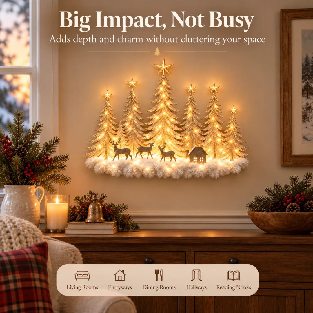 🌲✨ Winterglow Grove™ — Lighted Woodland Christmas Wall Decor
