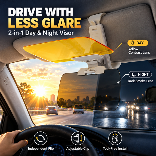 🔥Last Day 50% OFF- ☀️ 2-in-1 Day & Night Anti-Glare Car Visor Extender – Adjustable Dual-Lens Driving Shield
