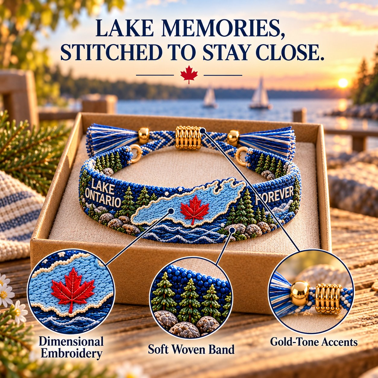 🌊 Lake Ontario Forever™ Embroidered Keepsake Bracelet 🍁