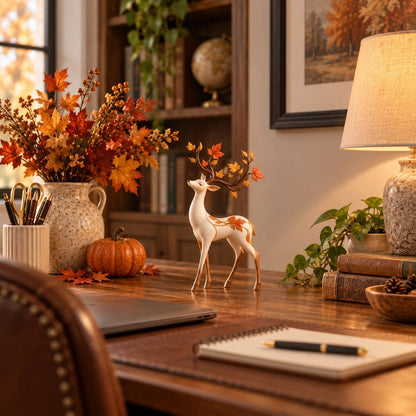 Autumn Leaf Antler Deer Figurine🦌