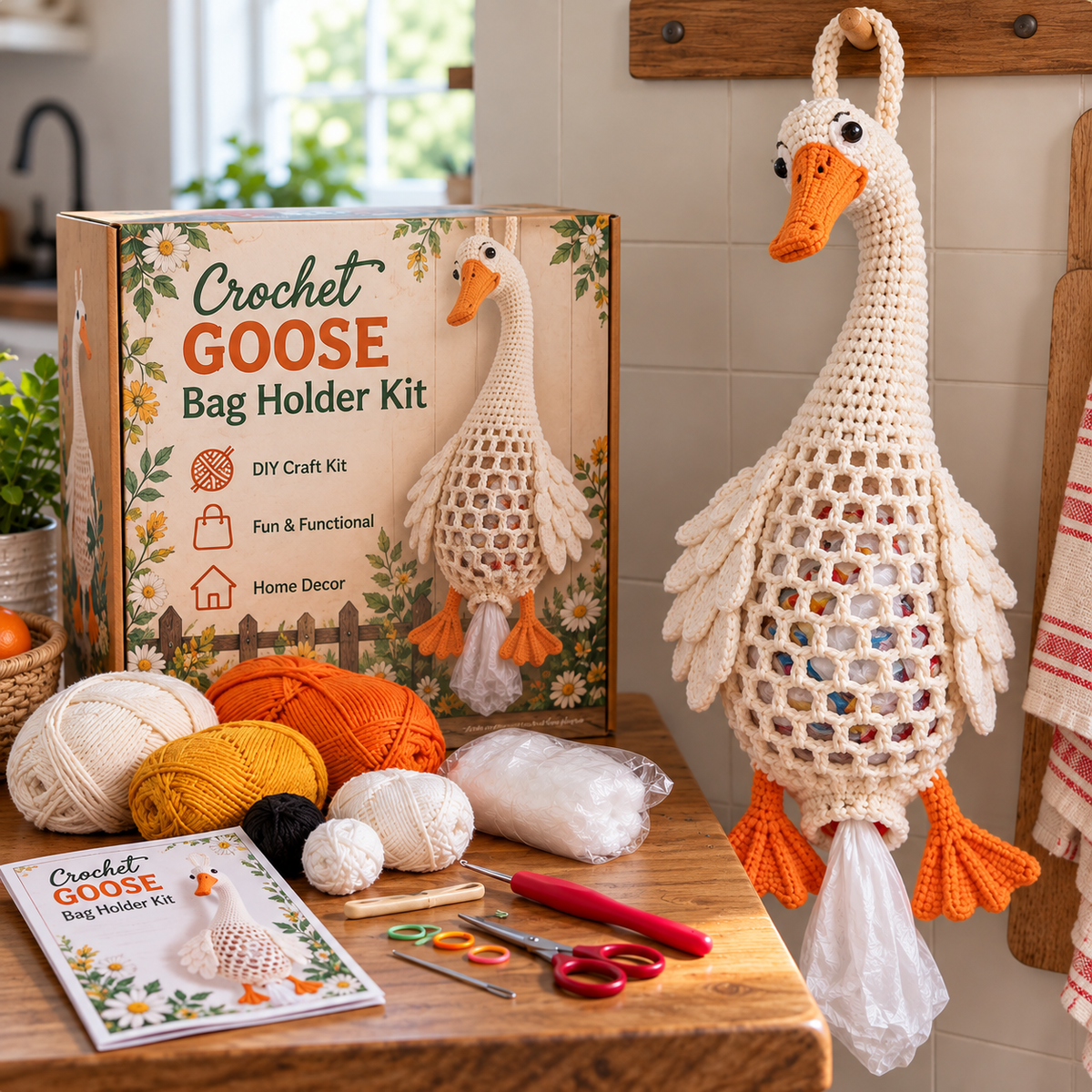 🔥 Crochet Animal Bag Holder DIY Kit – Cute & Functional Hanging Storage Craft Kit 🧶