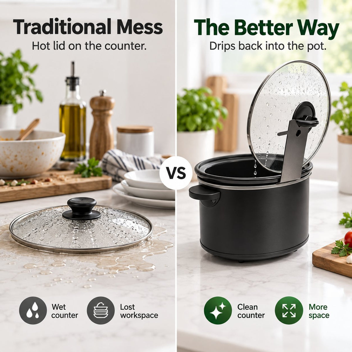 🔥LAST DAY 50% OFF - 🍳Multifunctional Anti-Slip Cooker Lid Stand - Space-Saving Kitchen Counter Organizer