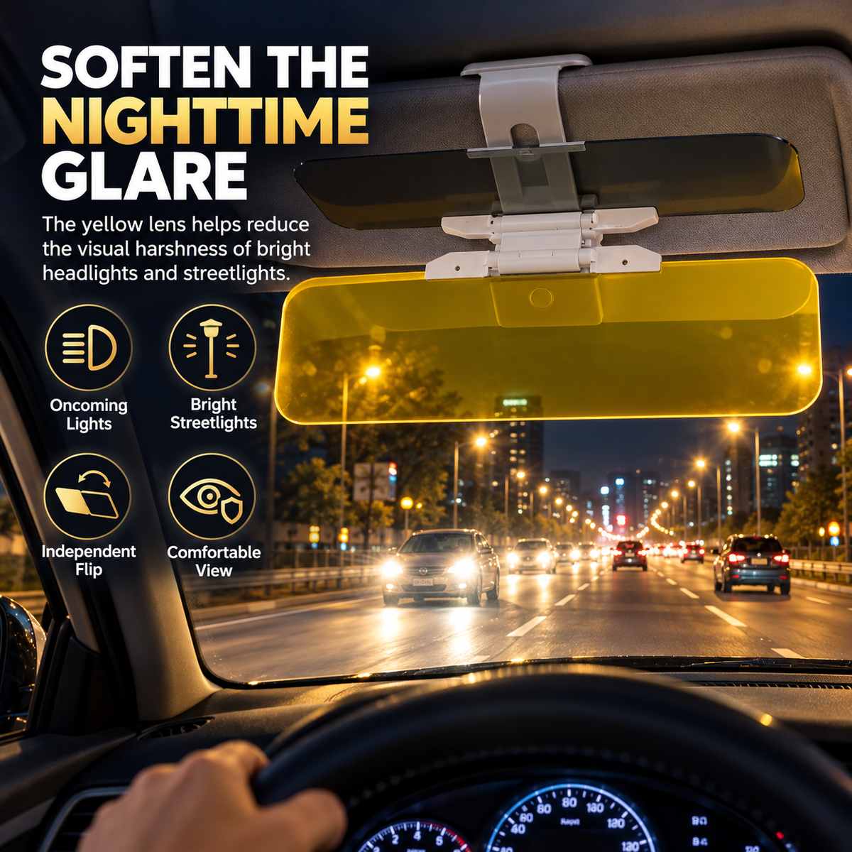 🔥Last Day 50% OFF- ☀️ 2-in-1 Day & Night Anti-Glare Car Visor Extender – Adjustable Dual-Lens Driving Shield