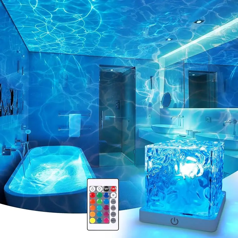 OceanGlow™ Rechargeable Shower Light – 16-Color Water Ripple Projector