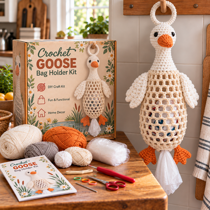 🔥Crochet Animal Bag Holder DIY Kit – Cute & Functional Hanging Storage Craft Kit🎁