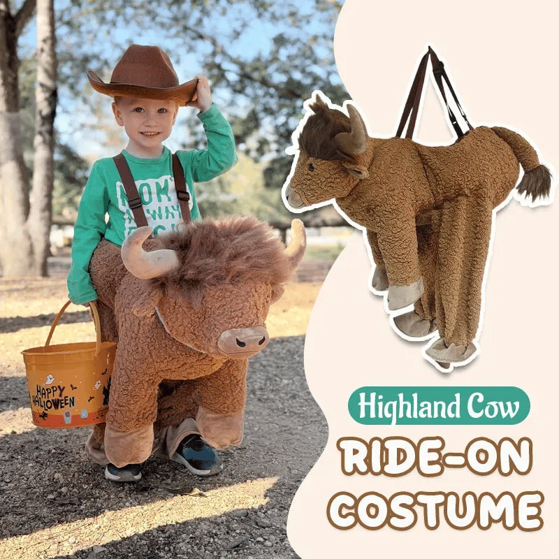 🤠🐂 Little Rodeo Rider Plush Bull Costume – Adjustable Cowboy Ride-On Dress-Up
