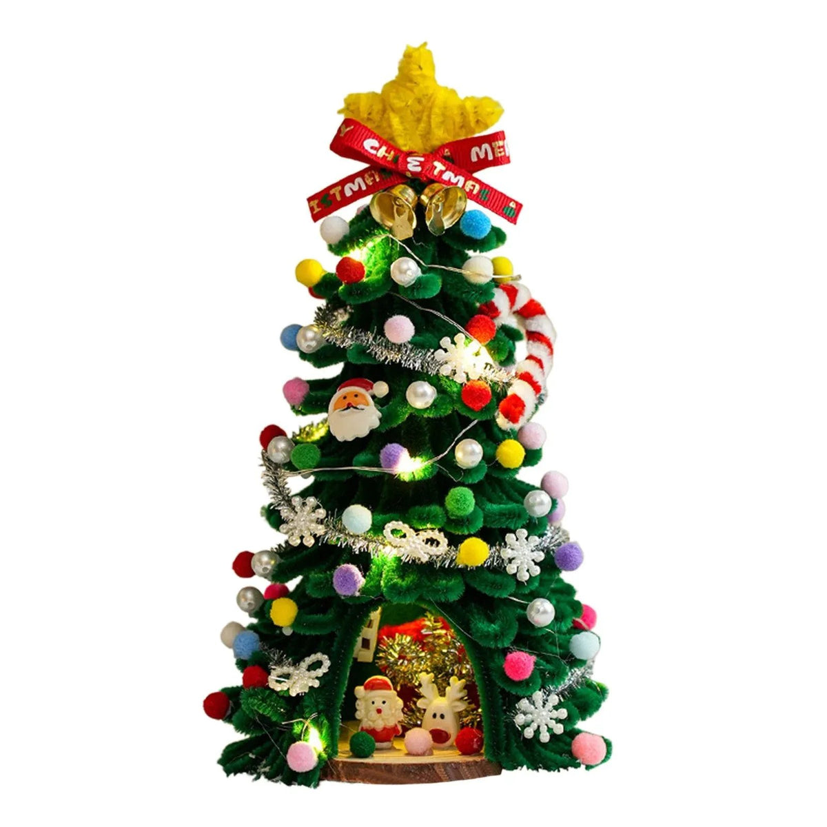 🎄✨DIY Pipe-Cleaner Christmas Tree House Kit with Lights