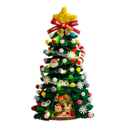 🎄✨DIY Pipe-Cleaner Christmas Tree House Kit with Lights