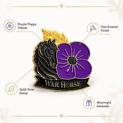 War Horse Purple Poppy 111th Anniversary Remembrance Brooch