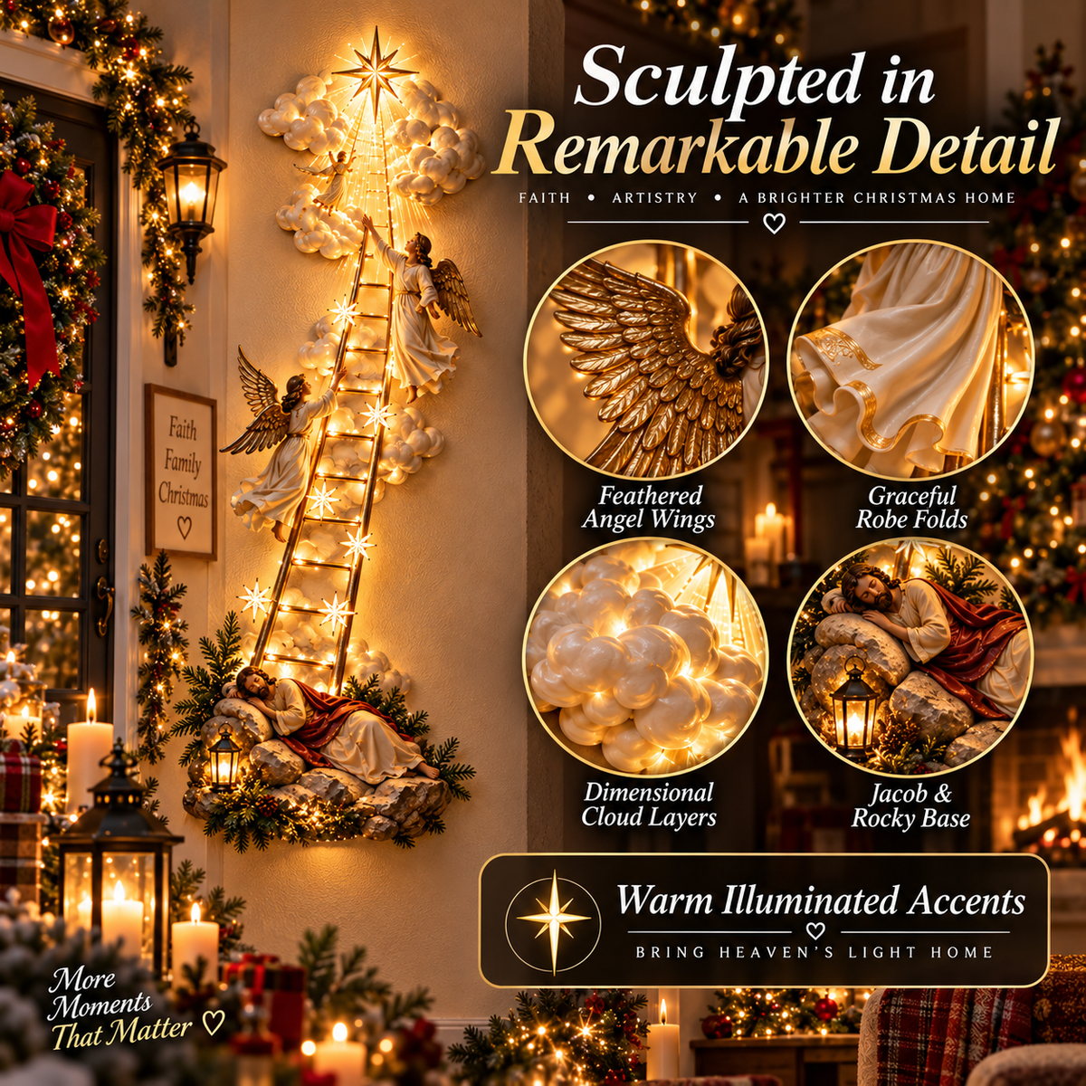 ⏰Limited Stock 50% OFF -✝️✨ Jacob’s Ladder Lighted Wall Décor | A Story of Faith, Hope & Heaven 🌟