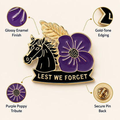War Horse Purple Poppy 111th Anniversary Remembrance Brooch