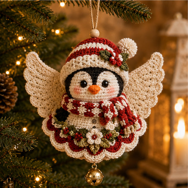 Penguin Angel crochet ornament