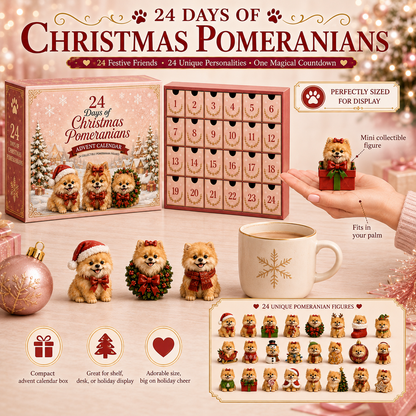 ⏰Limited Stock 50% OFF - 24 Days of Christmas Pomeranians Advent Calendar | 24 Unique Figures
