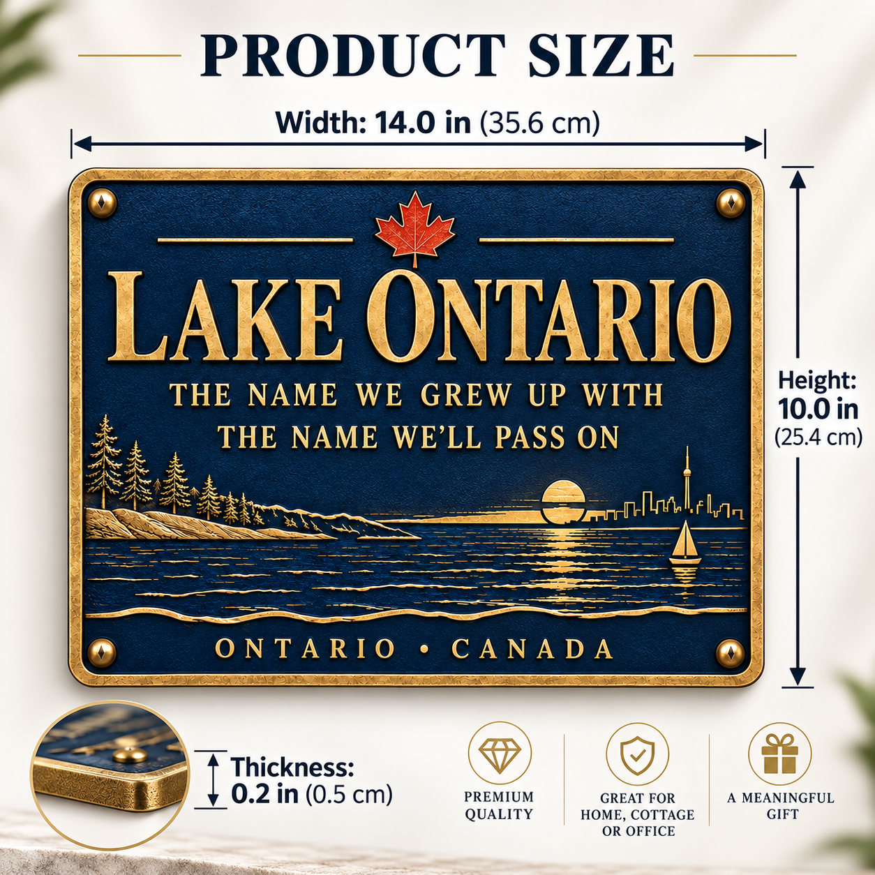 Lake Ontario metal wall sign size 14 by 10 inches