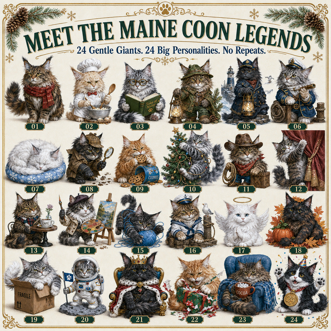 ⏰Limited Stock 50% OFF - 🎄🐱 2026 Maine Coon Advent Calendar – 24 Days of Maine Coon Majesty