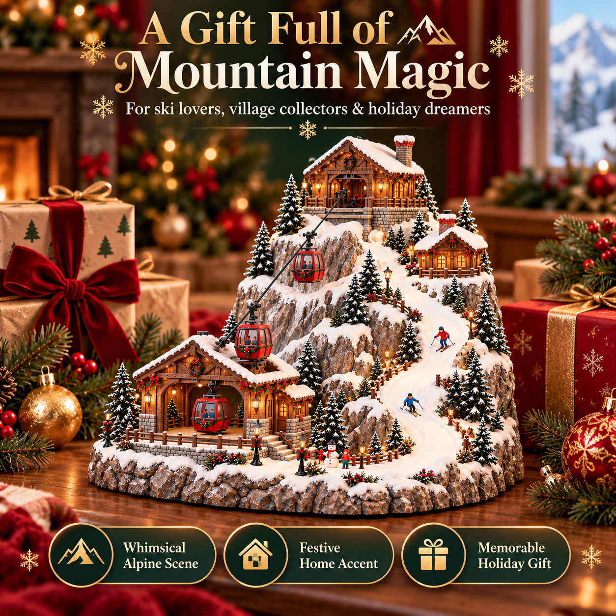 Alpine Christmas Ski Village holiday gift