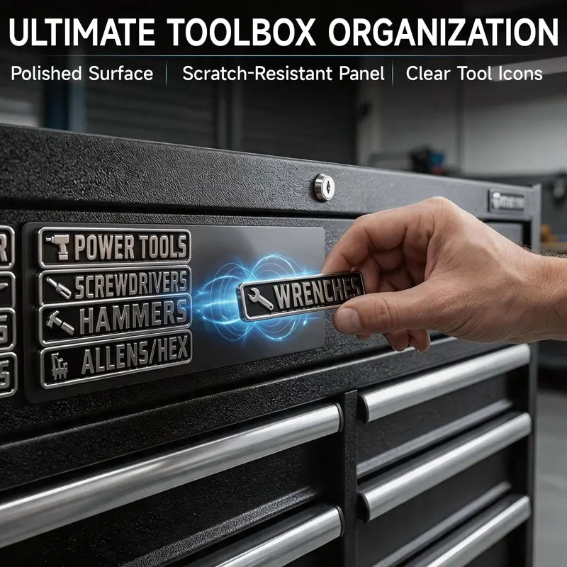 🔧 12-Pack Magnetic Toolbox Labels – Find Your Tools Faster