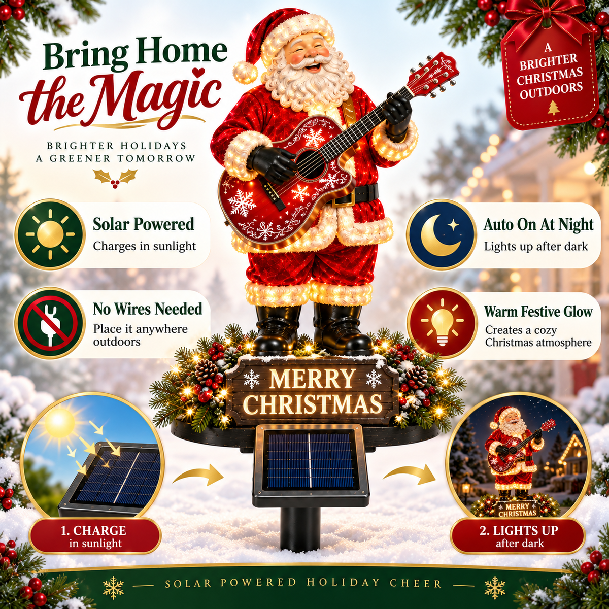 🔥49% Off Last Day Solar-Powered Light-Up Guitar Santa Christmas Yard Decoration
